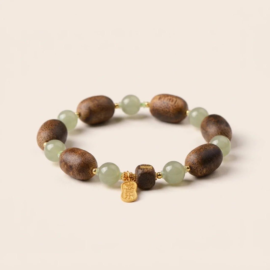 Agarwood Hetian Jade Beaded Bracelet