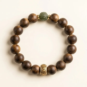 Agarwood and Jade Pixiu Men's Bracelet