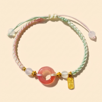 Agate Peace Buckle Braided String Bracelet