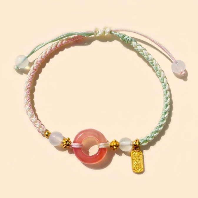 Agate Peace Buckle Braided String Bracelet