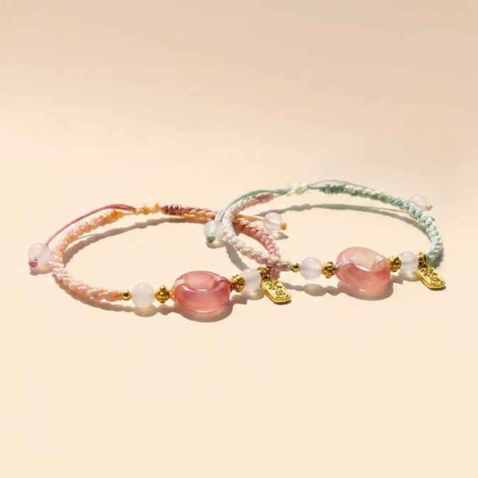 Agate Peace Buckle Braided String Bracelet