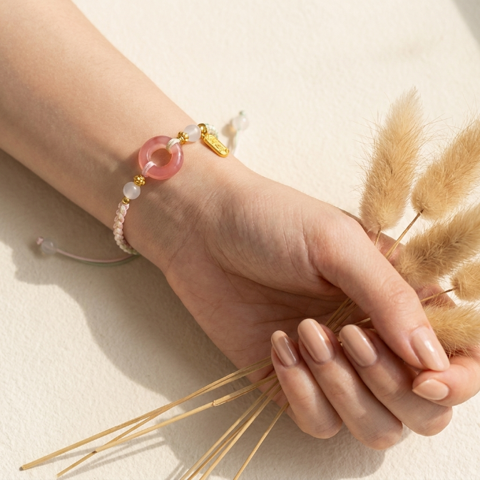 Agate Peace Buckle Braided String Bracelet