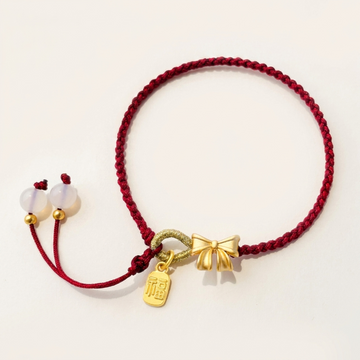 Agate Red String Peach Blossom Bow Knot Bracelet