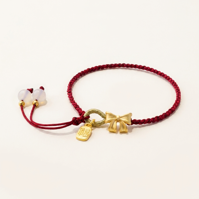 Agate Red String Peach Blossom Bow Knot Bracelet