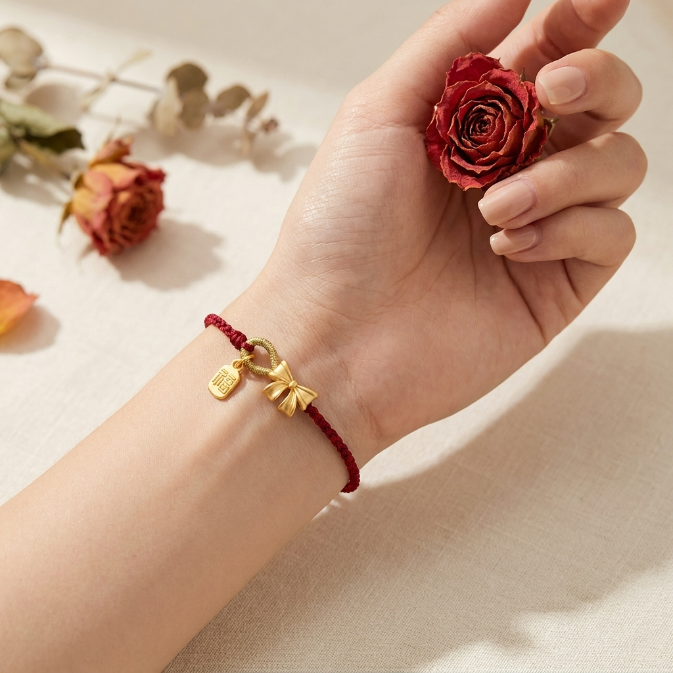 Agate Red String Peach Blossom Bow Knot Bracelet