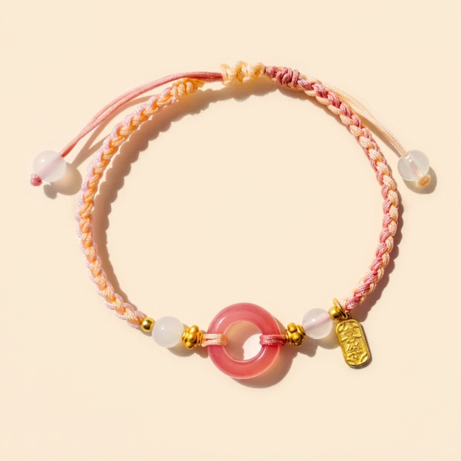 Agate Peace Buckle Braided String Bracelet