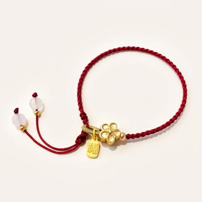 Agate Red String Peach Blossom Bow Knot Bracelet
