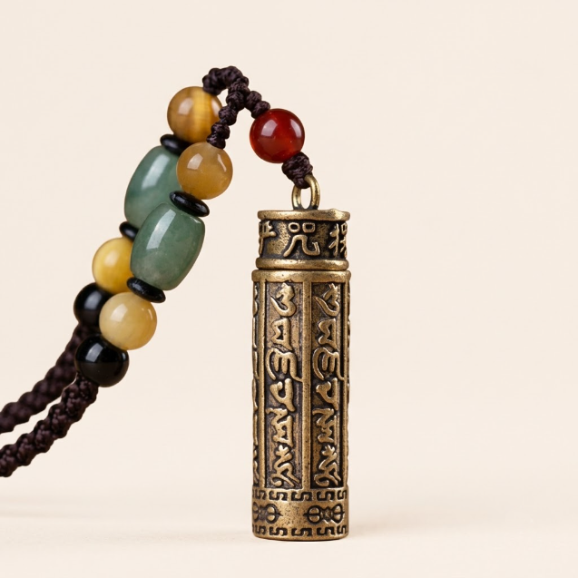 Agate Shurangama Sutra Pendant Necklace