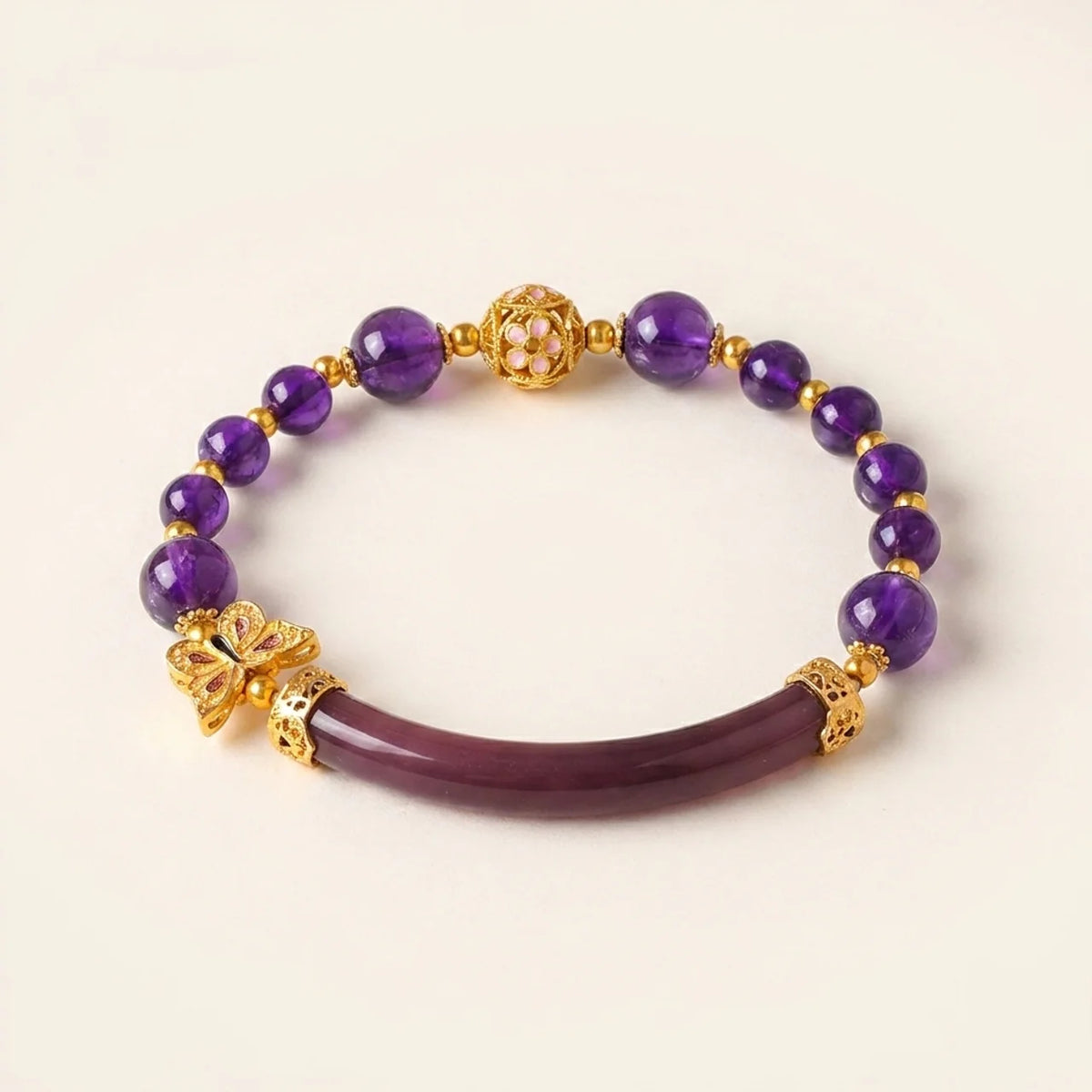 Amethyst Achat Schmetterling Halbarmband
