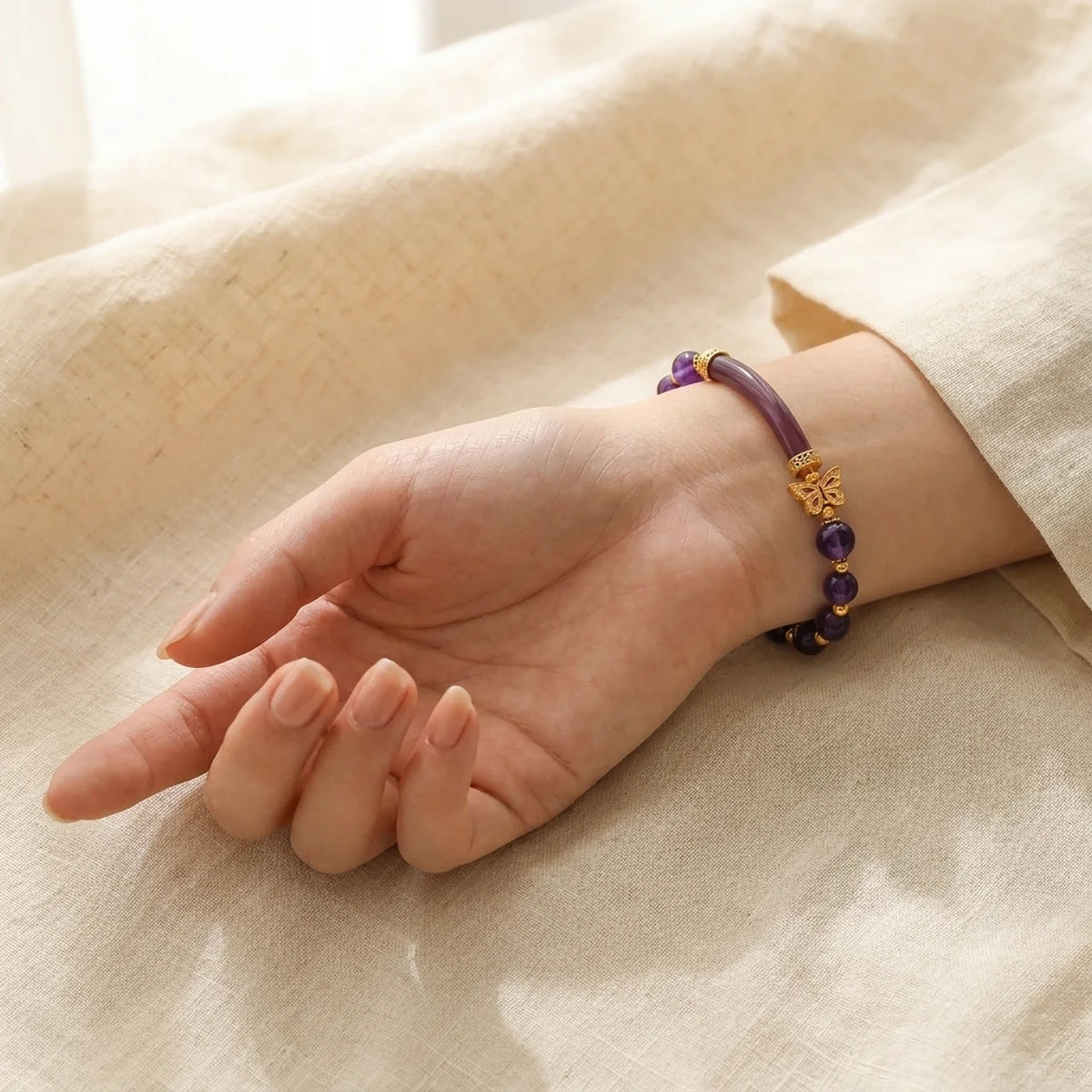Amethyst Achat Schmetterling Halbarmband
