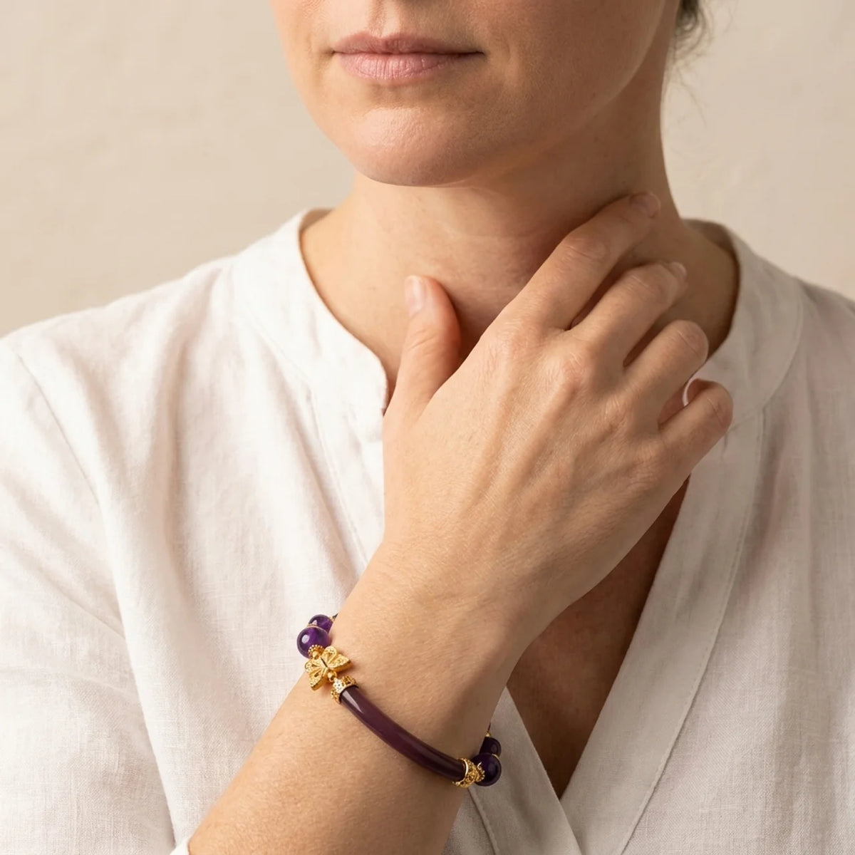 Amethyst Achat Schmetterling Halbarmband