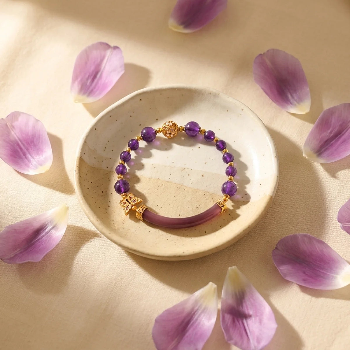 Amethyst Achat Schmetterling Halbarmband