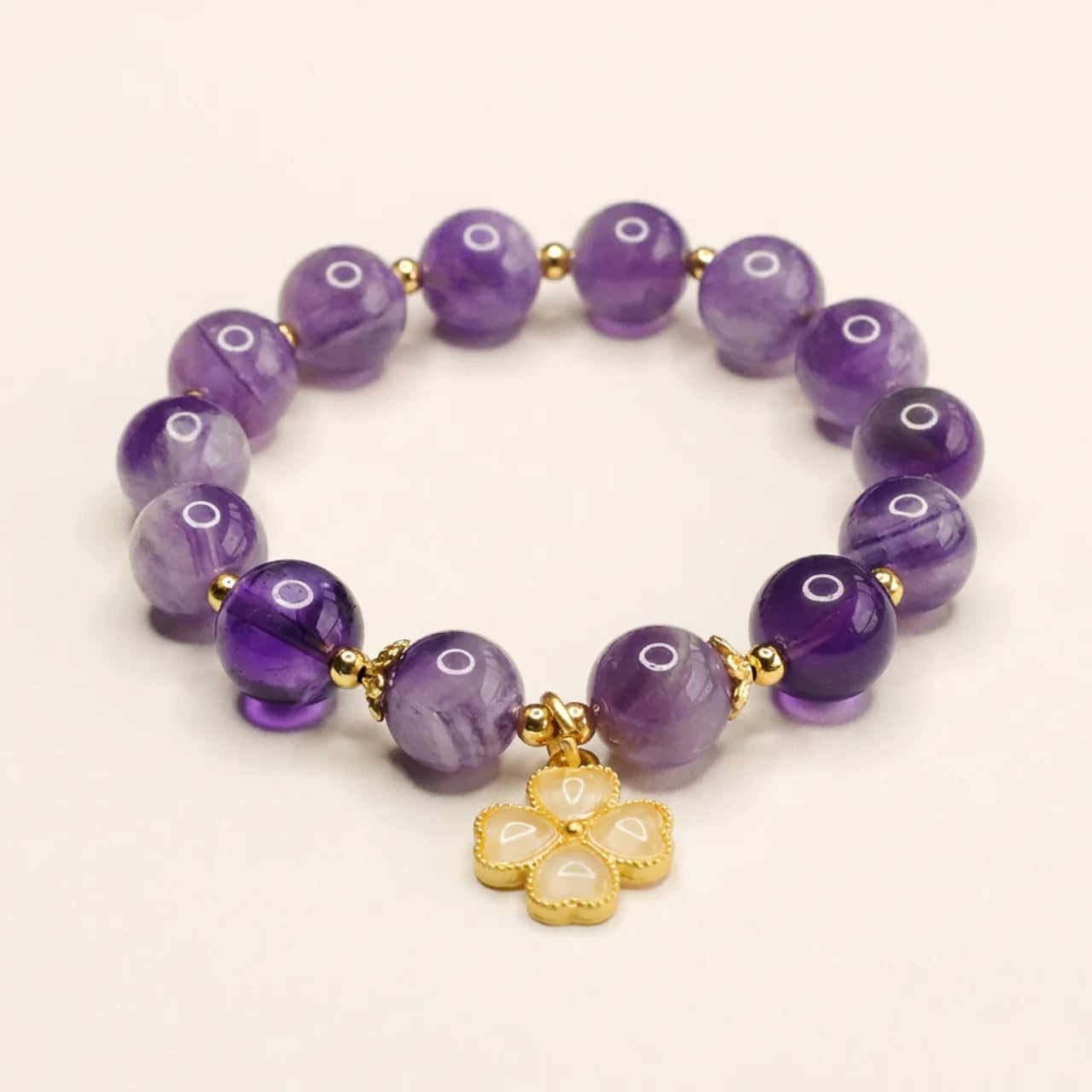Amethyst Clover Charm Bracelet