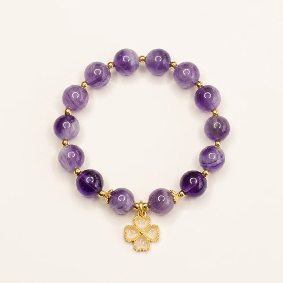 Amethyst Clover Charm Bracelet