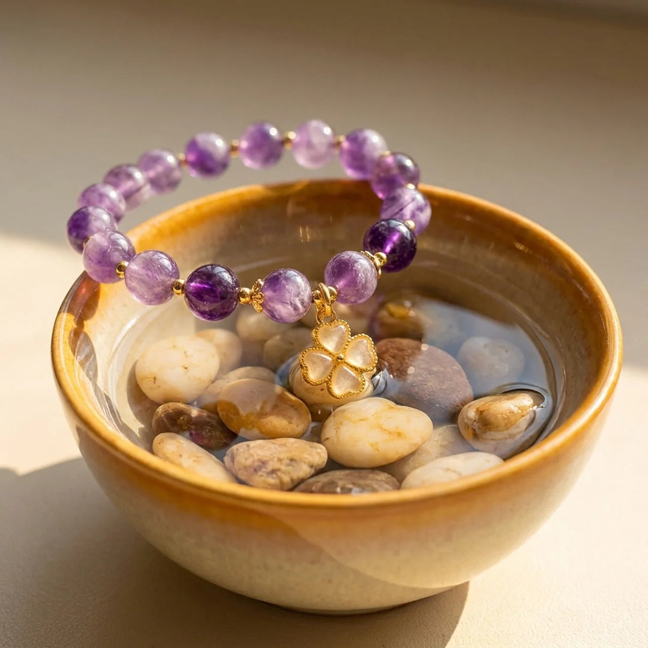 Amethyst Clover Charm Bracelet