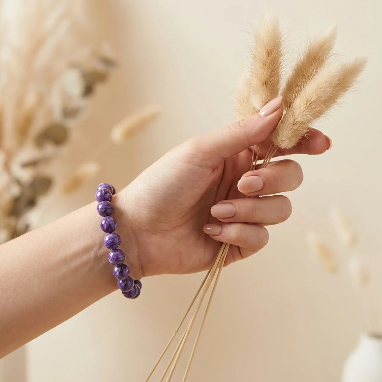 Amethyst Crystal Pearl Flower Bracelet