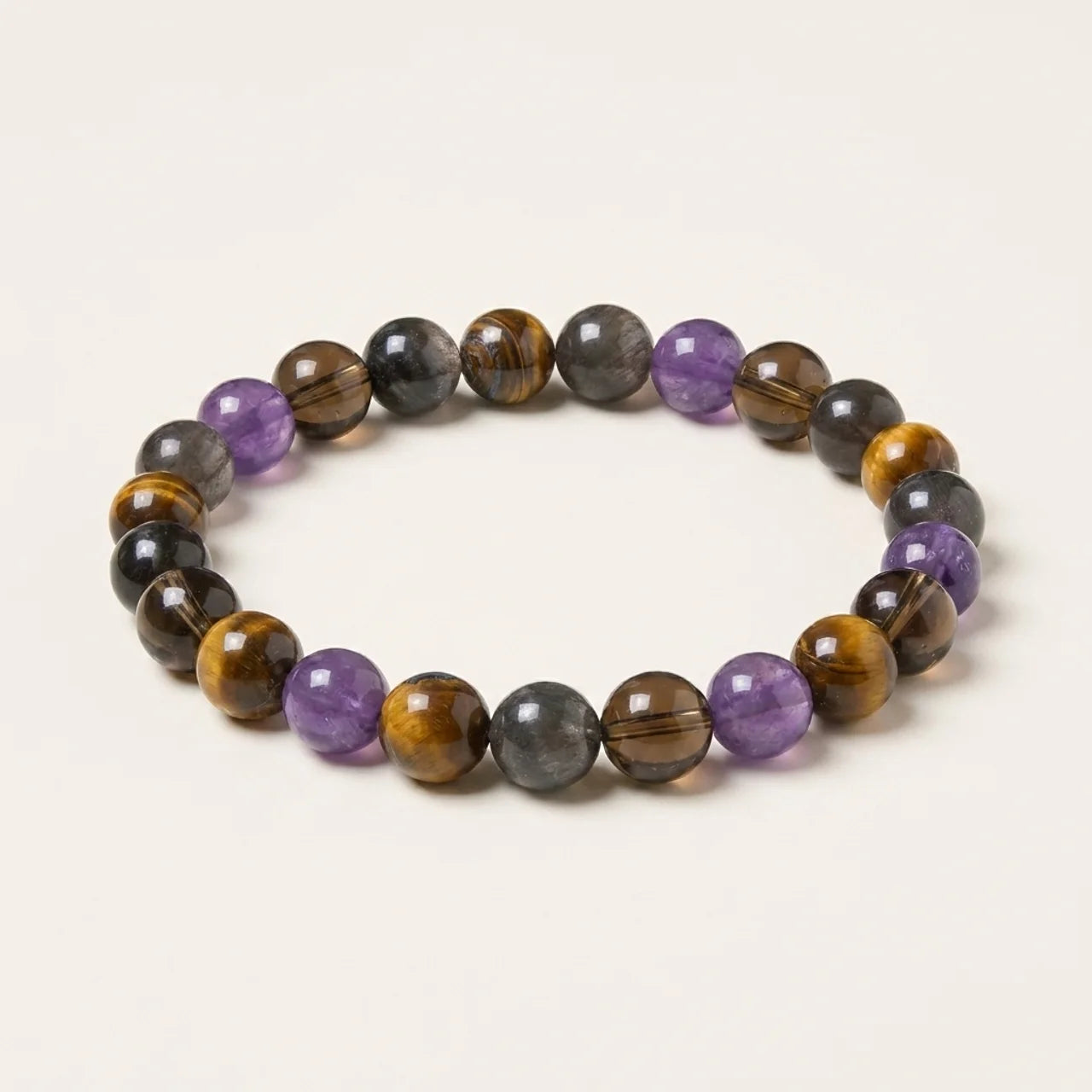 Amethyst Tiger Eye Obsidian Quartz Bracelet