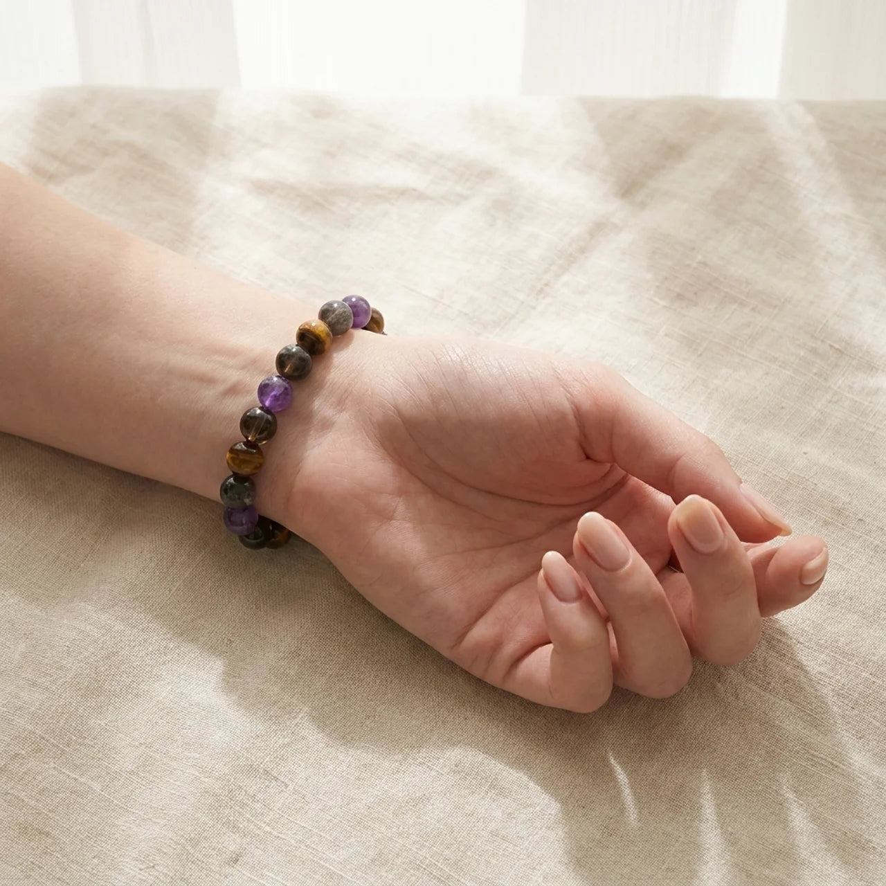 Amethyst Tiger Eye Obsidian Quartz Bracelet