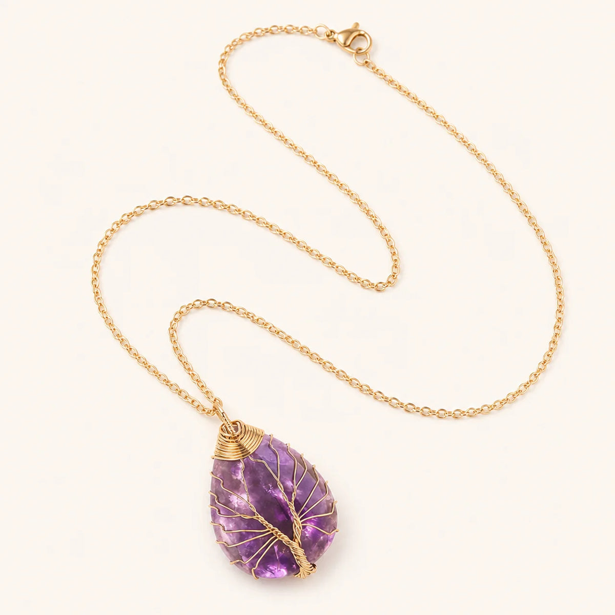 Amethyst Roségold Lebensbaum Halskette