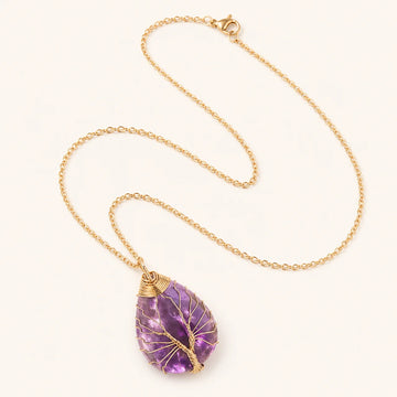 Amethyst Roségold Lebensbaum Halskette