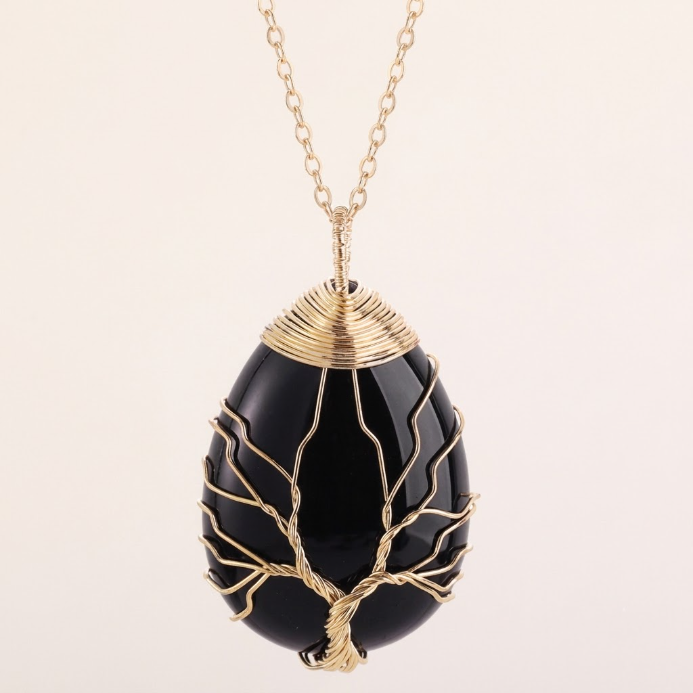 Amethyst Roségold Lebensbaum Halskette