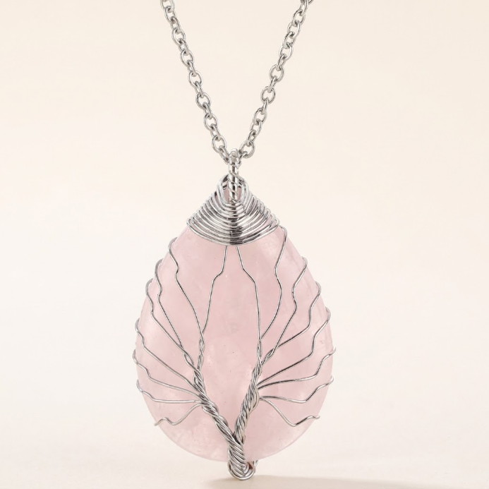 Amethyst Roségold Lebensbaum Halskette