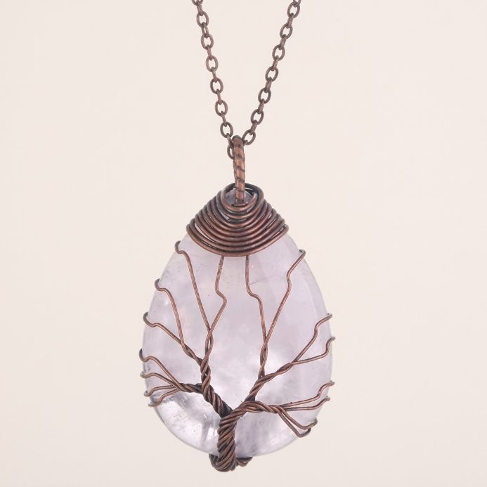 Amethyst Roségold Lebensbaum Halskette