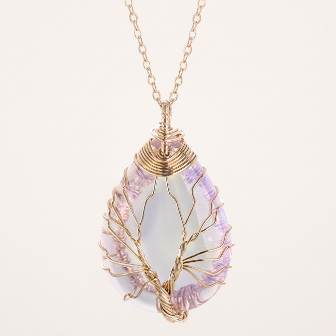 Amethyst Roségold Lebensbaum Halskette