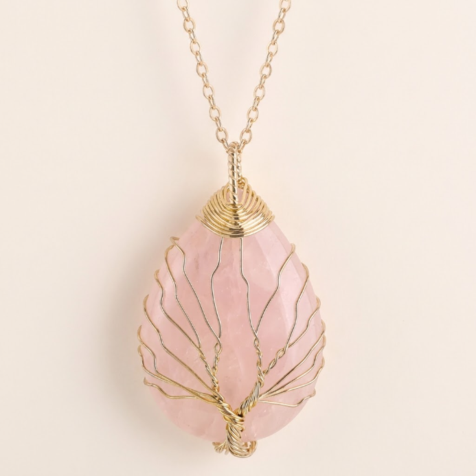 Amethyst Roségold Lebensbaum Halskette
