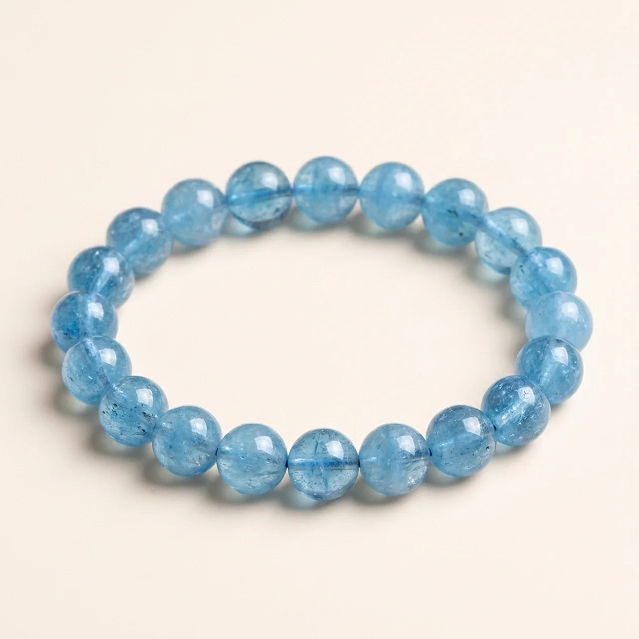 Aquamarine Beads Luck Couple Bracelet