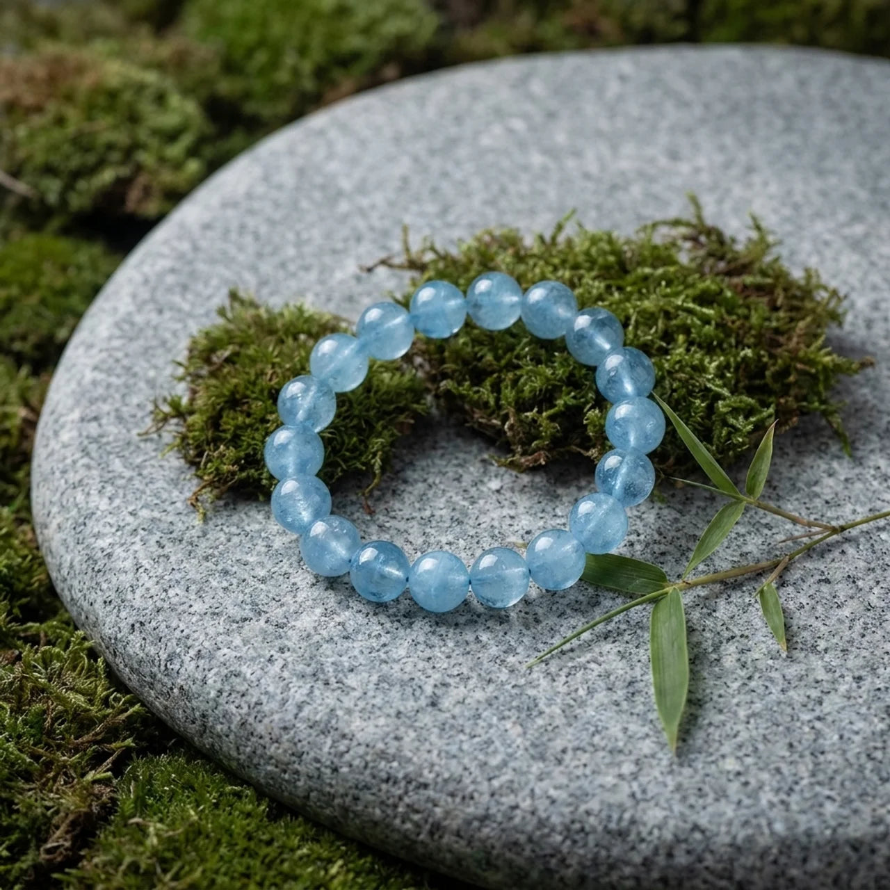 Aquamarine Beads Luck Couple Bracelet