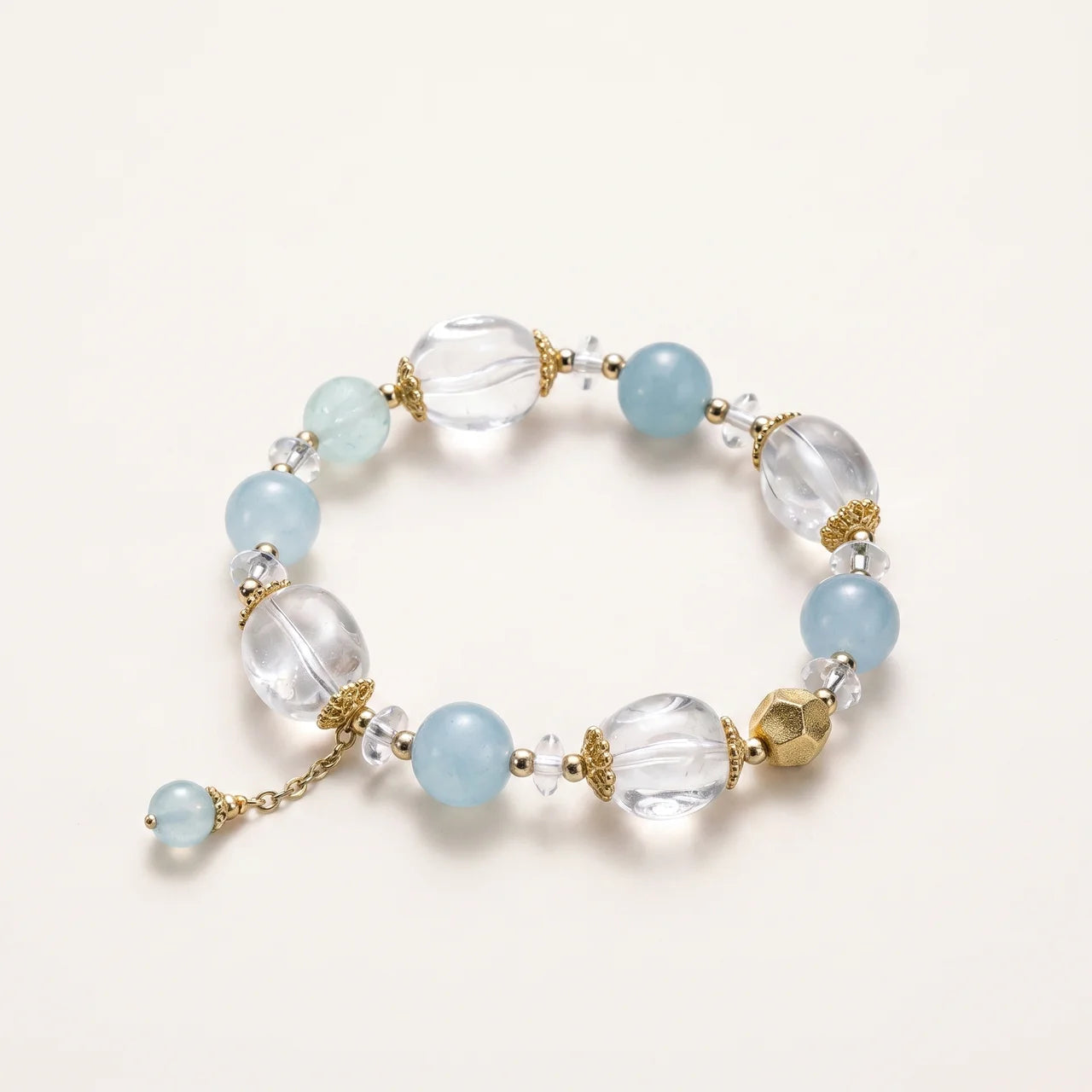 Aquamarine Fluorite Clear Quartz Bracelet