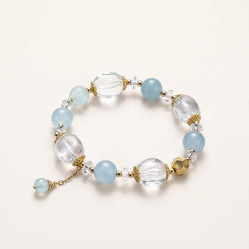 Aquamarine Fluorite Clear Quartz Bracelet