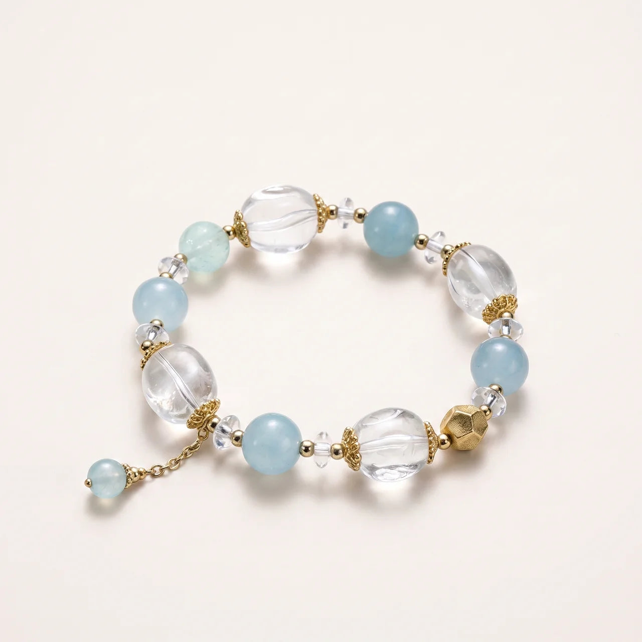 Aquamarine Fluorite Clear Quartz Bracelet