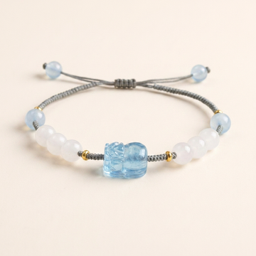 Aquamarine Jade Pixiu Red String Bracelet