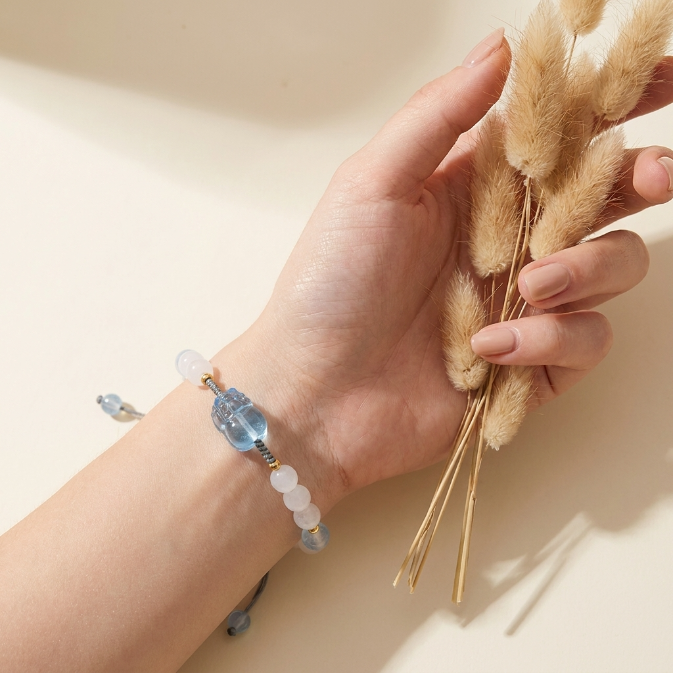 Aquamarine Jade Pixiu Red String Bracelet