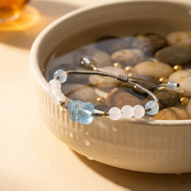 Aquamarine Jade Pixiu Red String Bracelet