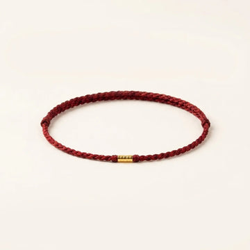 Gold Bead Red String Braided Bracelet Anklet