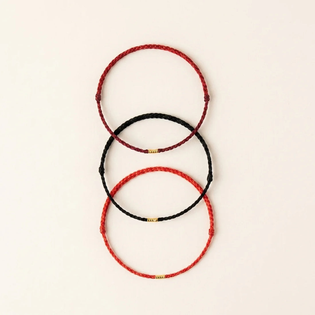 Gold Bead Red String Braided Bracelet Anklet