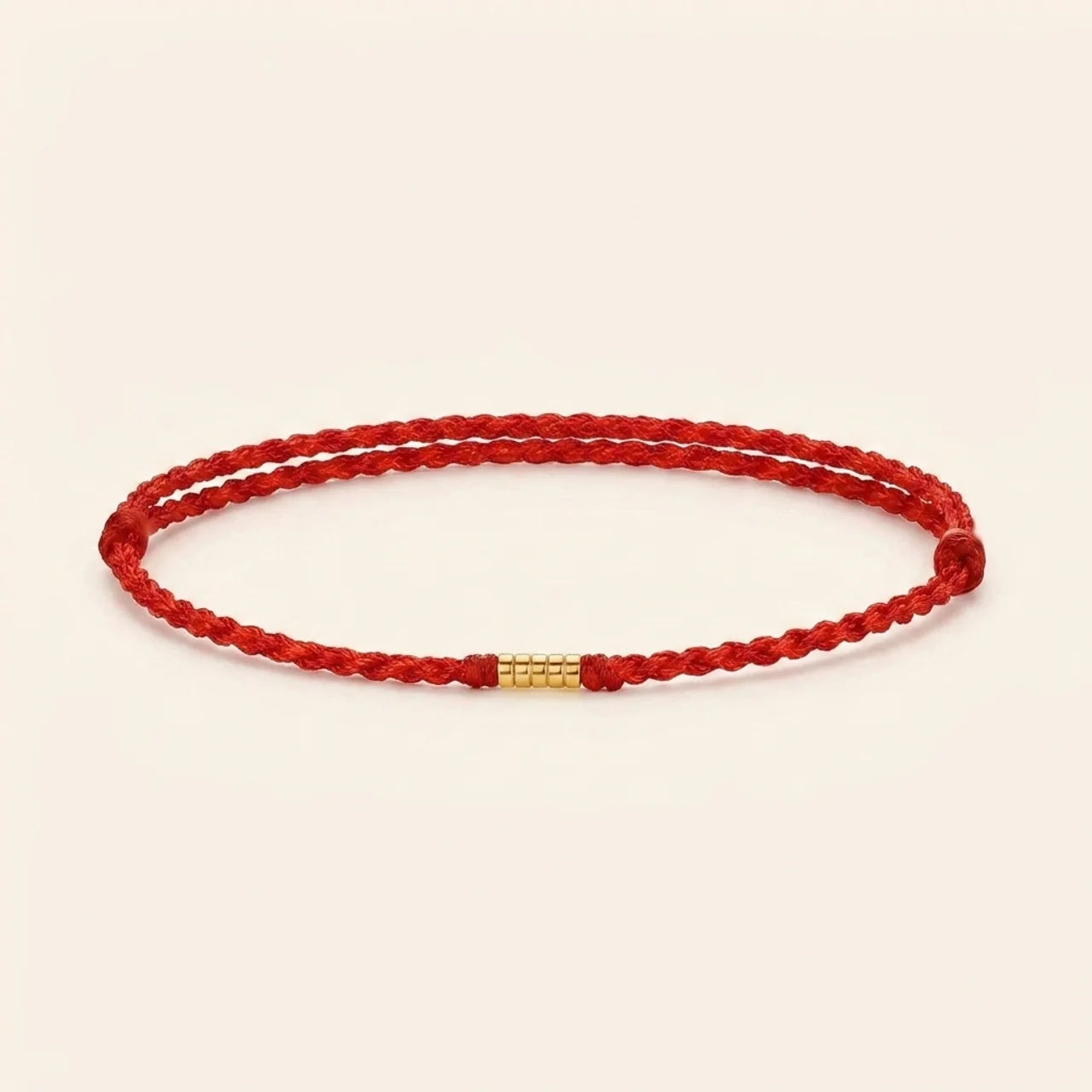 Gold Bead Red String Braided Bracelet Anklet