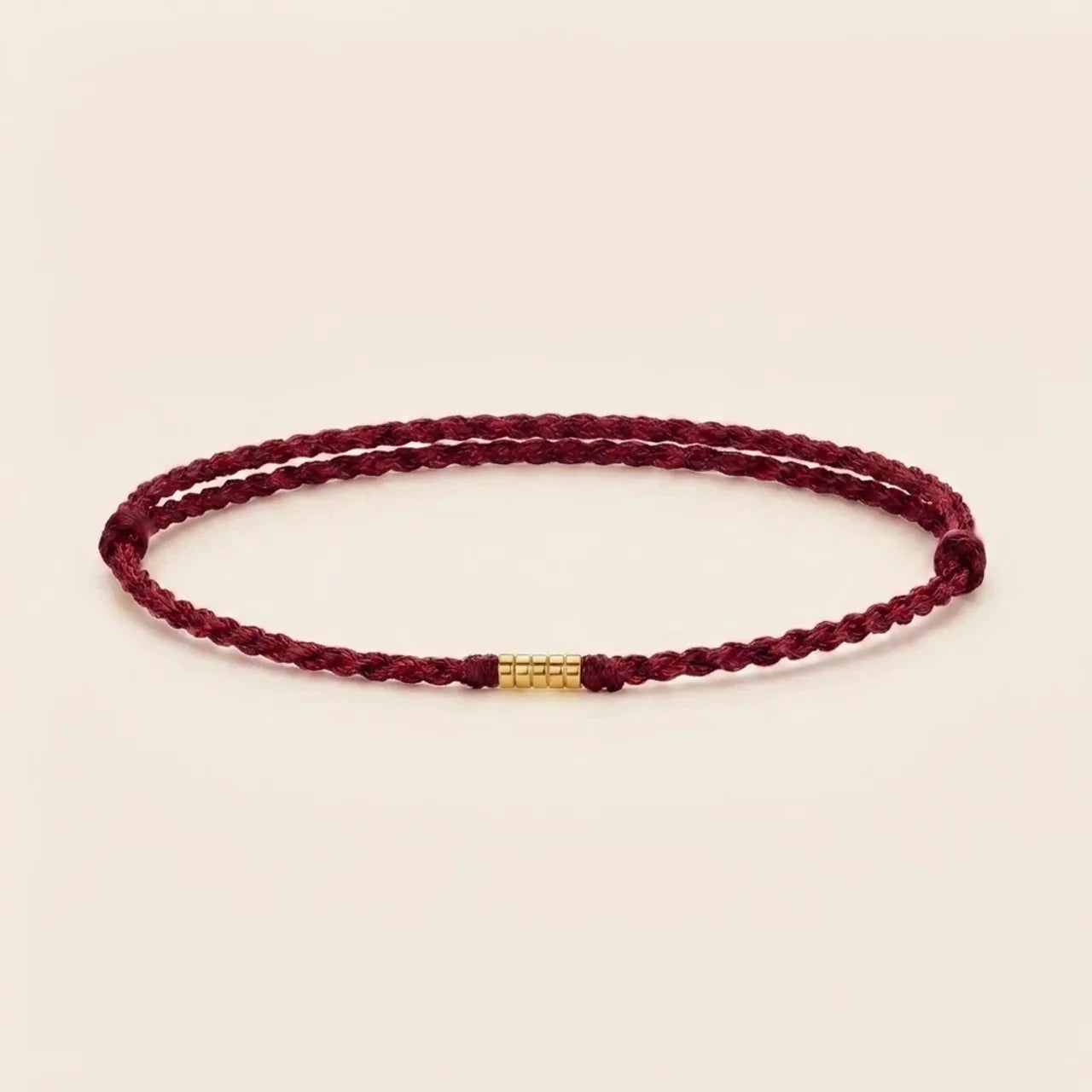 Gold Bead Red String Braided Bracelet Anklet
