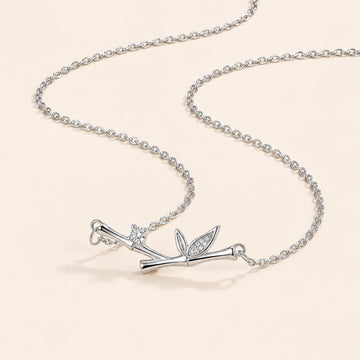 Bamboo Leaf Zircon S925 Pendant Necklace
