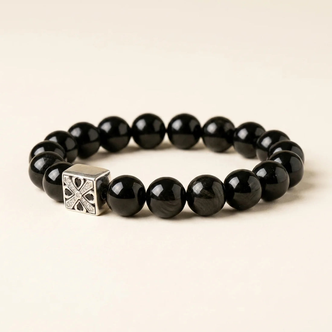 Schwarzer Obsidian Konzentrisches Armband