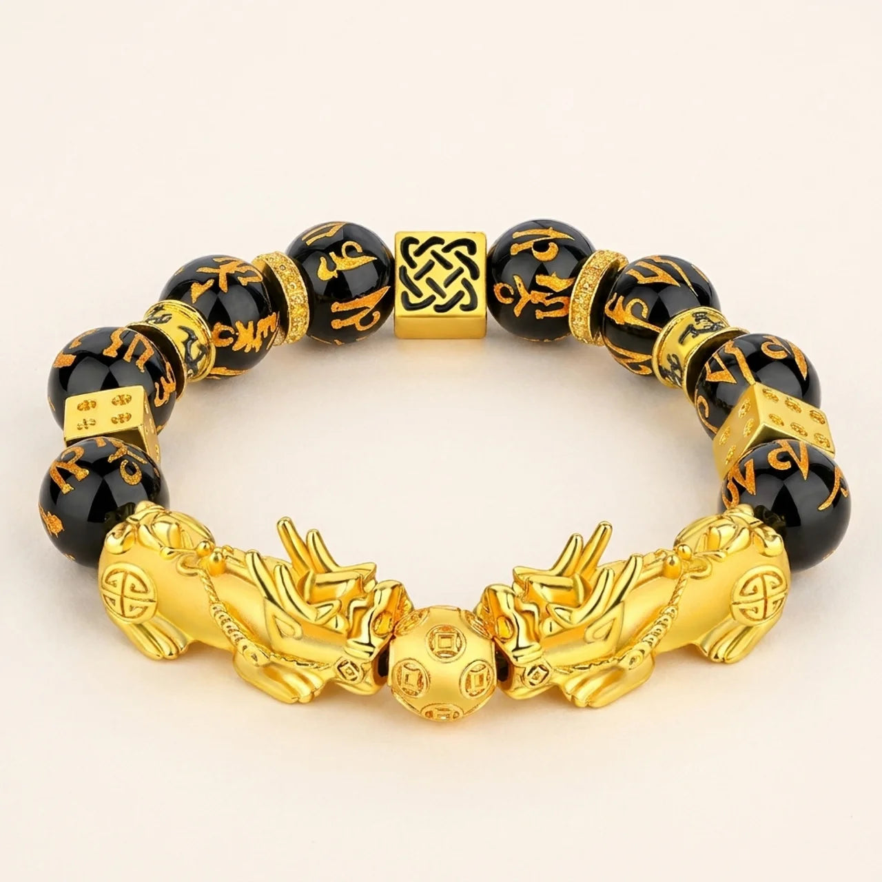 Black Obsidian Double Pixiu Bracelet