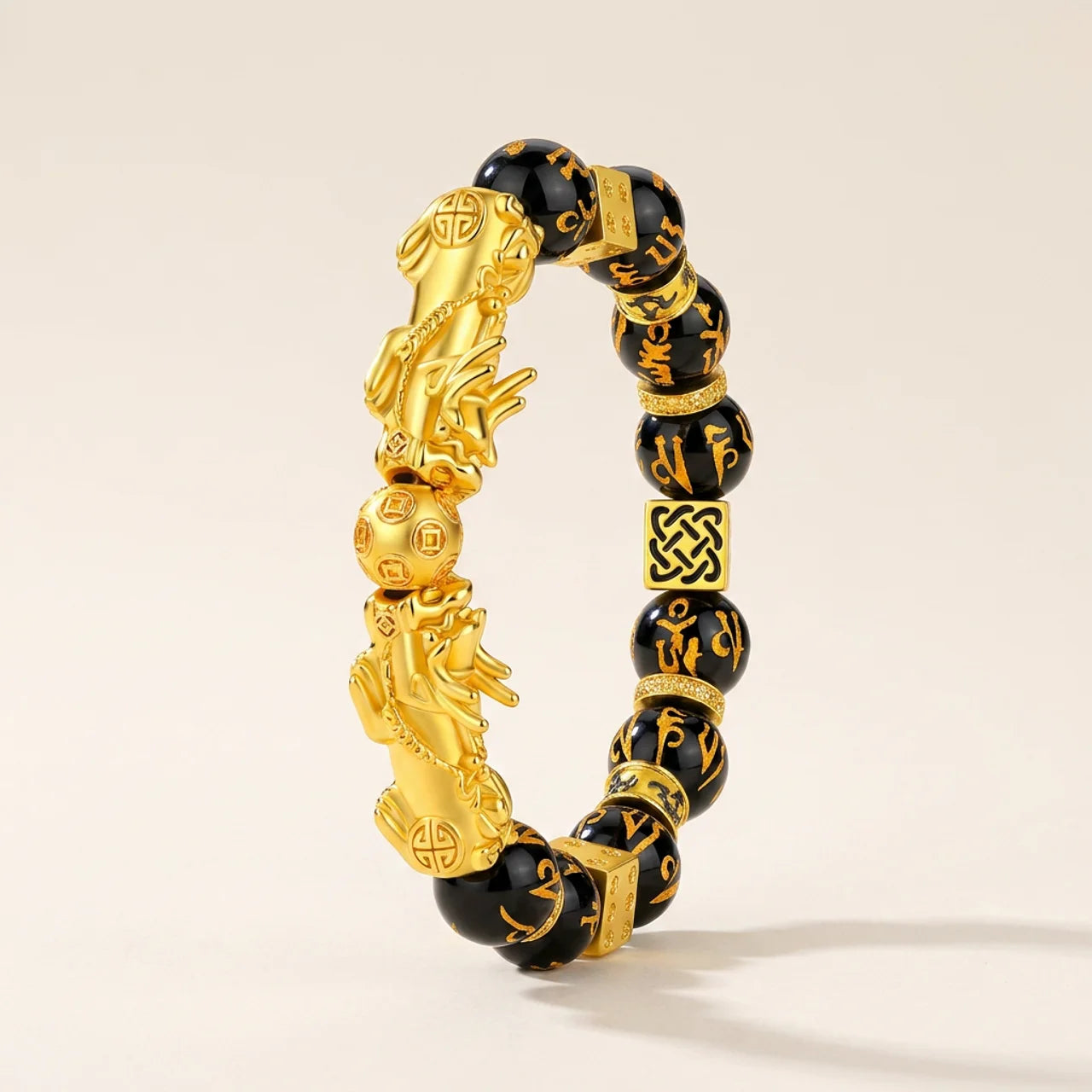 Black Obsidian Double Pixiu Bracelet