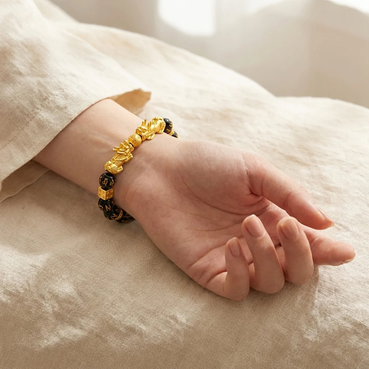 Black Obsidian Double Pixiu Bracelet