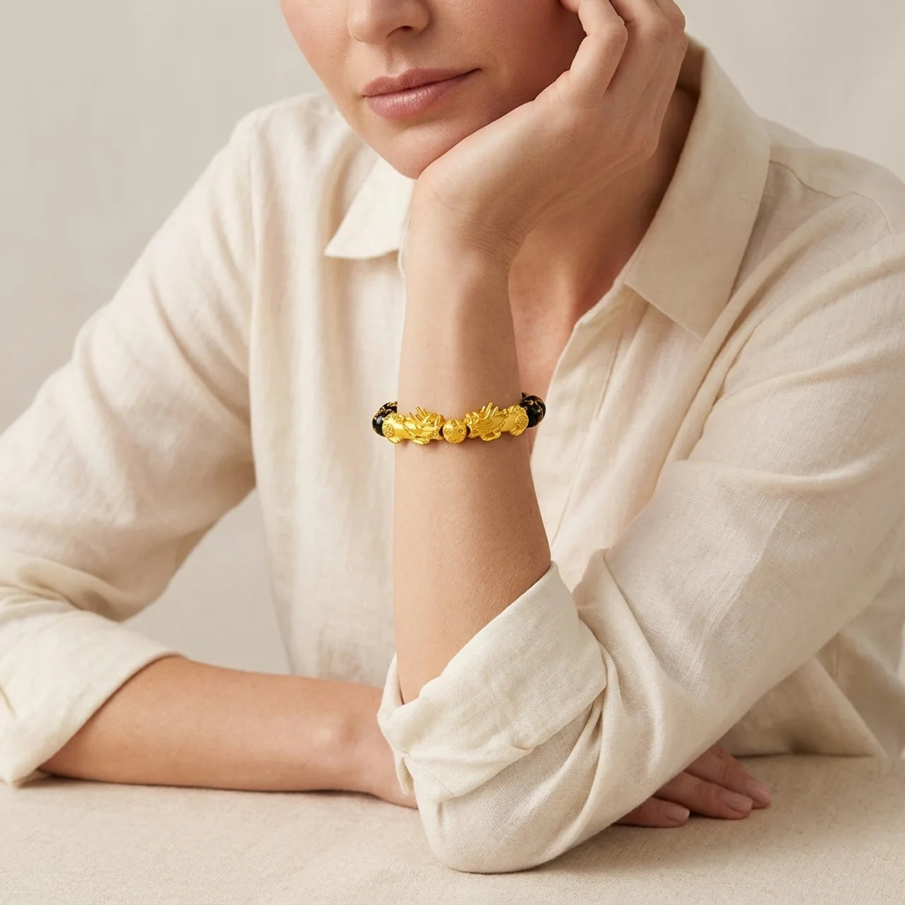 Black Obsidian Double Pixiu Bracelet