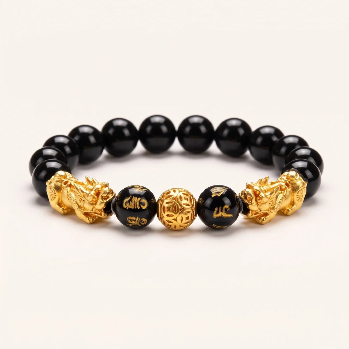 Black Obsidian Mantra Pixiu Bracelet