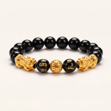 Black Obsidian Mantra Pixiu Bracelet