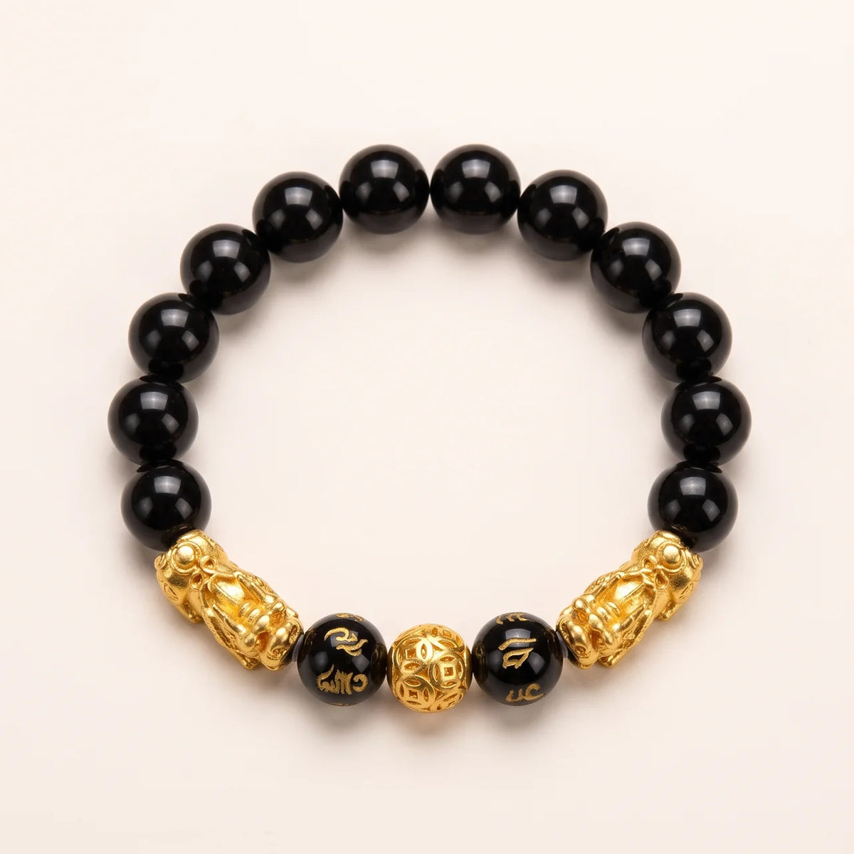 Black Obsidian Mantra Pixiu Bracelet